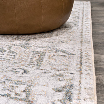 Edith Distressed Medallion Low-Pile Machine-Washable Area Rug